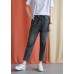 women new fall black gray cotton loose pants casual elastic waist jeans