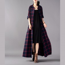 boutique red Plaid coat plus size clothing stand collar Coats boutique pockets Coats