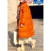 Casual orange down coat winter Loose fitting winter jacket stand collar Cinched quality overcoat