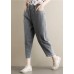 Summer new literary large size gray trousers loose elastic waist casual nine points jeans