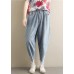 New Korean retro trousers  elastic waist light blue jeans summer