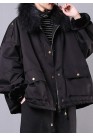 thick black casual outfit oversize Jackets & Coats pockets faux fur collar overcoat