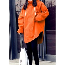 New orange duck down coat plus size womens parka hooded zippered Elegant coats