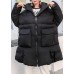 women black Parkas for women oversized snow jackets big pockets hooded winter coats