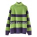 Cozy alphabet green knitwear Loose fitting high neck knitted t shirt