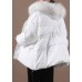 Casual plus size snow jackets winter outwear white hooded fur collar goose Down coat