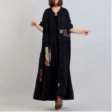 women black Coat oversize stand collar baggy Winter coat Fashion patchwork jackets