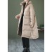 Khaki Casual Duck Down Down Jacket Hooded Winter