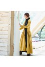 boutique yellow coats casual stand collar trench coat Fashion Cinched large hem Coat
