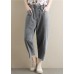 Summer new literary large size gray trousers loose elastic waist casual nine points jeans