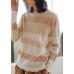 Chunky striped sweaters plus size o neck long sleeve top